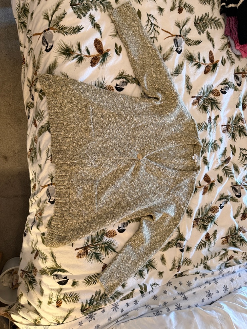J. Jill Speckled Cream Open-Front Cardigan